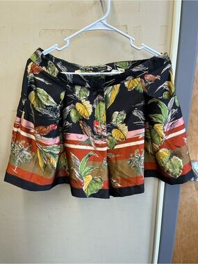 ZARA Black shorts  with Green and Yellow Tropical Print Like new large